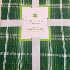 Storehouse St. Patricks Plaid Green Oblong Tablecloth 60" x 84"